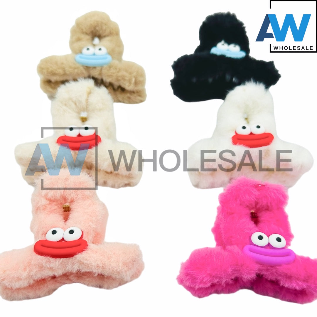 AB-879 (12 pcs) Monster Faux Fur Hair Clamps