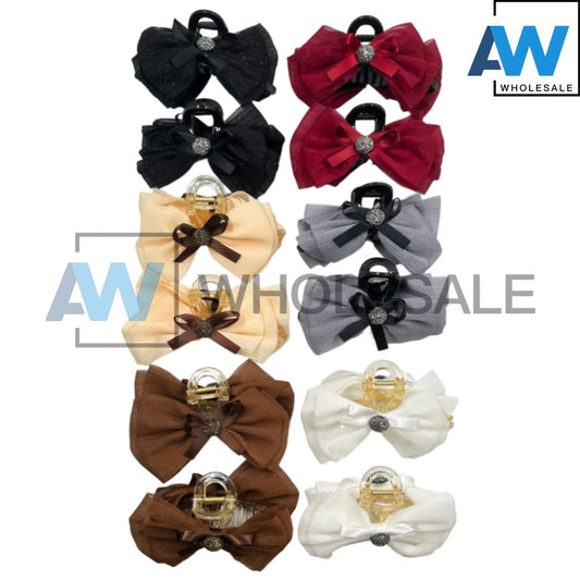 AB-892 (12 pcs) Fabric 13 cm Hair Clamps