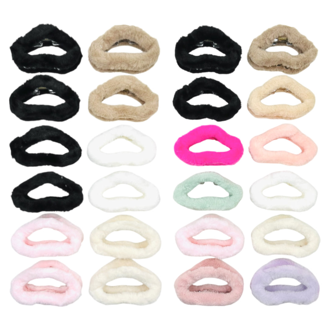 AB-972/AB-1013 (12 pcs) Faux Fur 11 cm Hair Clamps