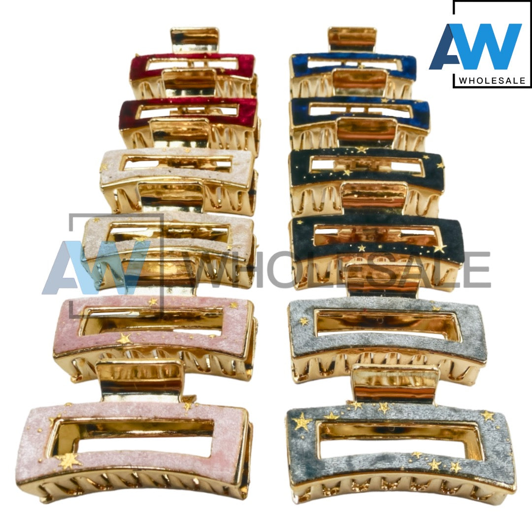 AB-978 (12 pcs) Fabric 8.5 cm Hair Clamps