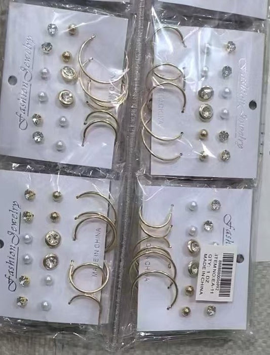 EA-11 (12 cars) 18 in 1 Hoop Earrings Set