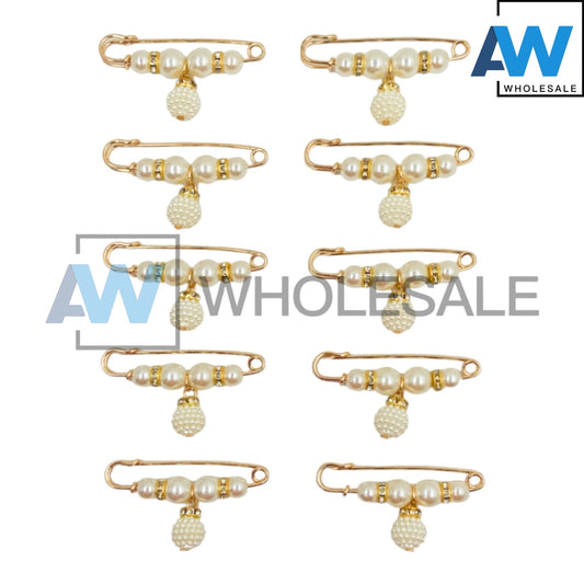 EA-21 (10 pcs) Pearl with Ornament Adjust Waist Pin