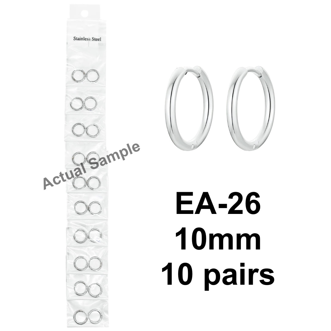 EA Hoop Listing (10 pairs) Stainless Steel Hoop Earrings