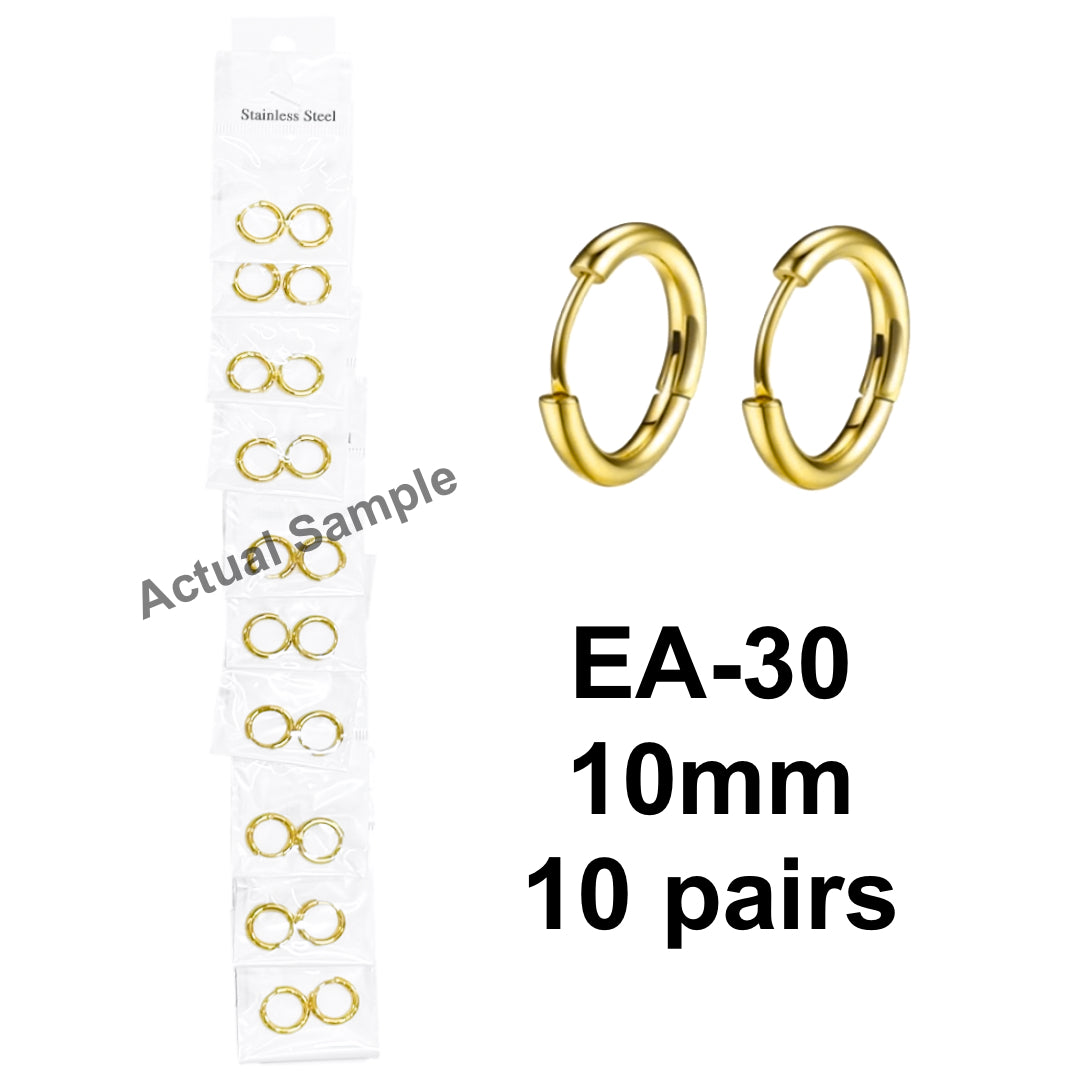 EA Hoop Listing (10 pairs) Stainless Steel Hoop Earrings
