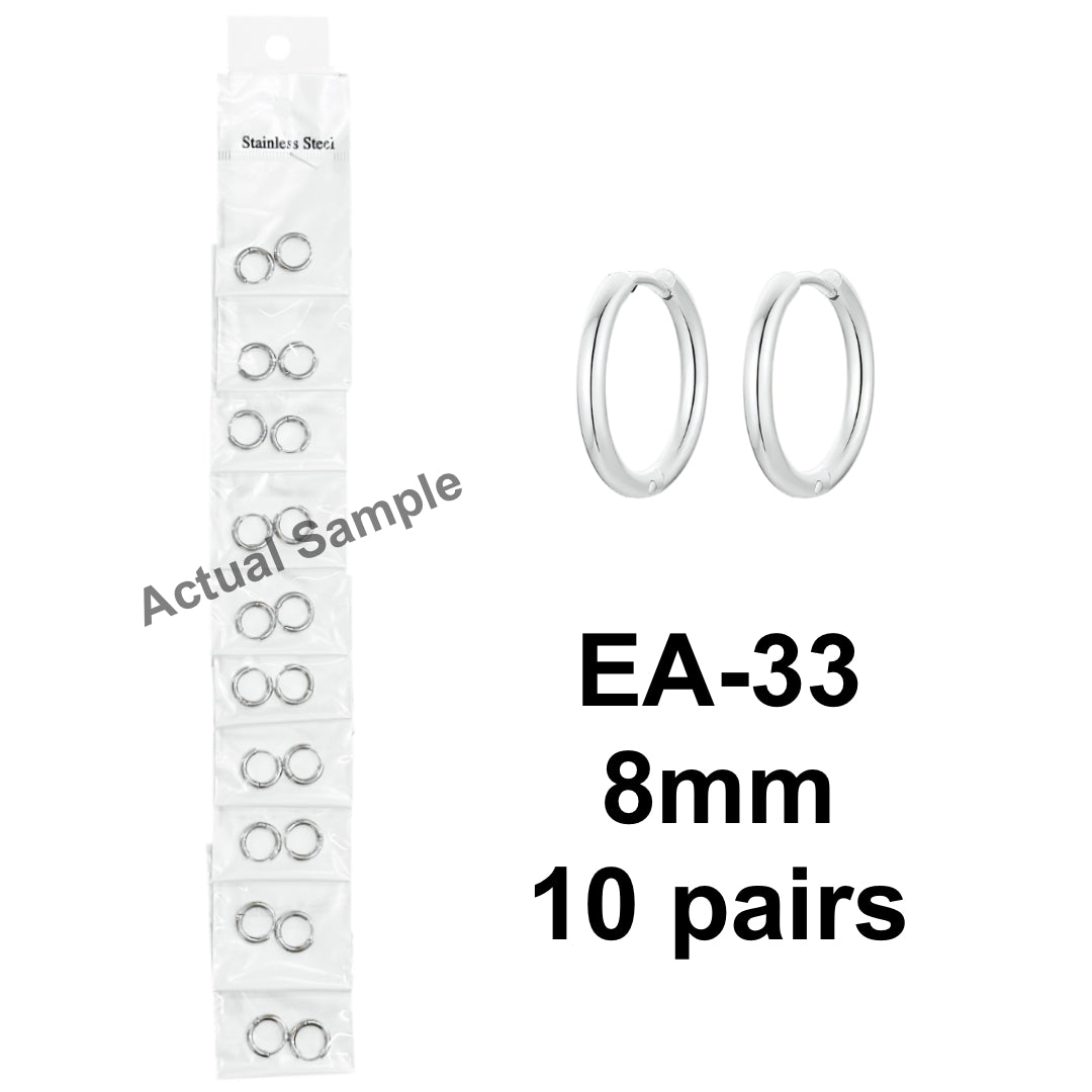 EA Hoop Listing (10 pairs) Stainless Steel Hoop Earrings