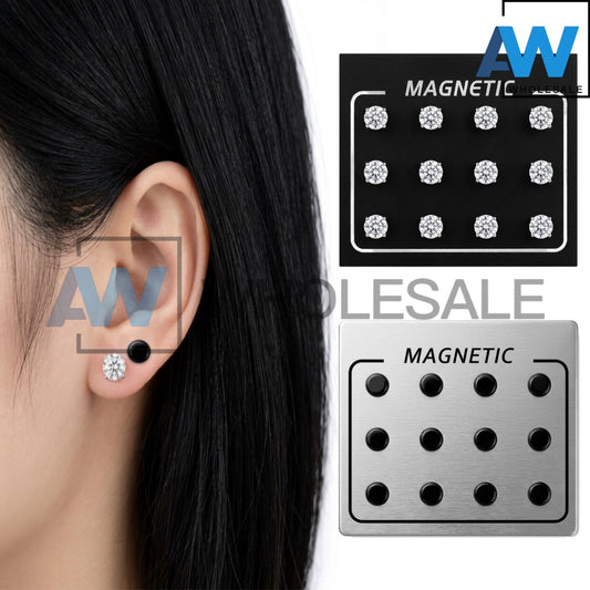 EA-37/EA-38 (12 pcs) 6 mm Zircon Magnetic Earrings