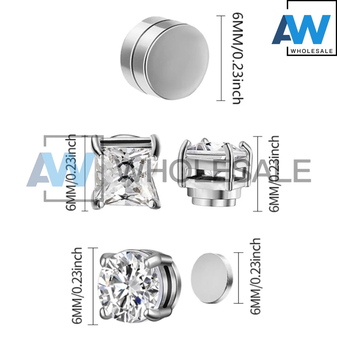 EA-37/EA-38 (12 pcs) 6 mm Zircon Magnetic Earrings