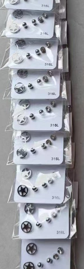 EA-40 (10 sets) 6 in 1 Silver Earrings Set