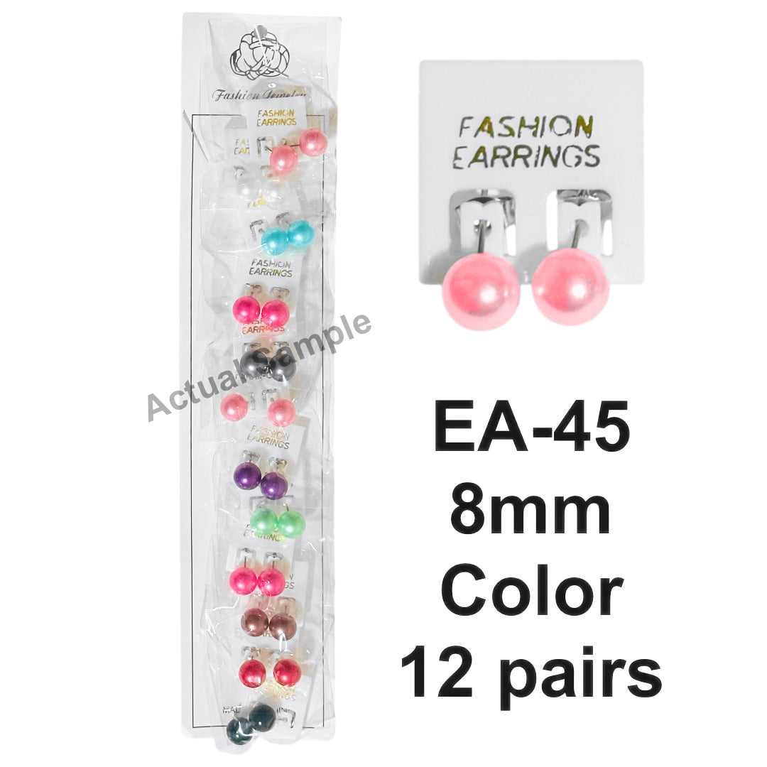 EA-45/EA-46 (12 pairs) Pearl Stud Earrings