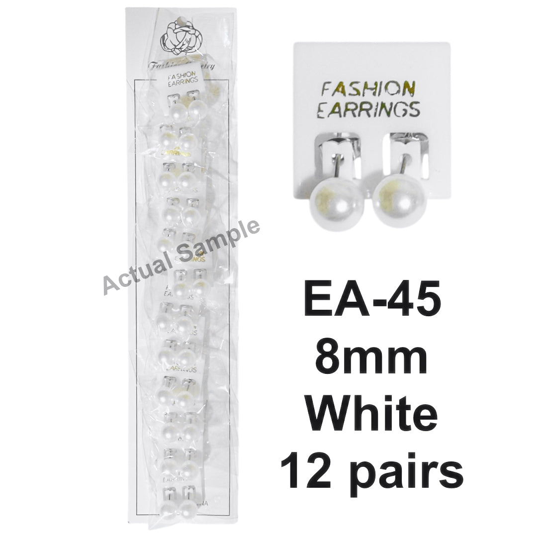 EA-45/EA-46 (12 pairs) Pearl Stud Earrings
