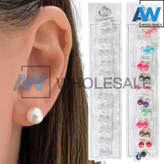 EA-45/EA-46 (12 pairs) Pearl Stud Earrings