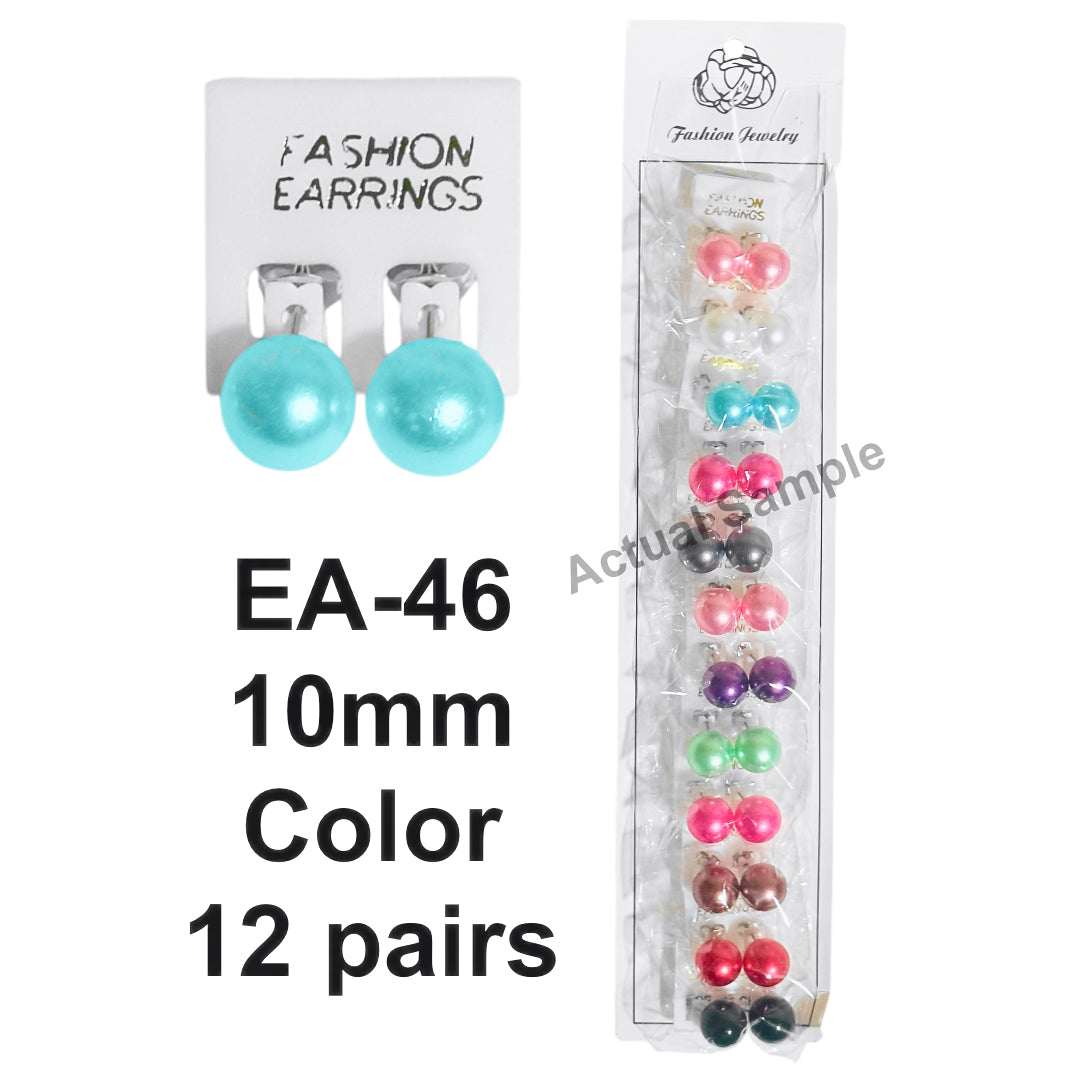 EA-45/EA-46 (12 pairs) Pearl Stud Earrings