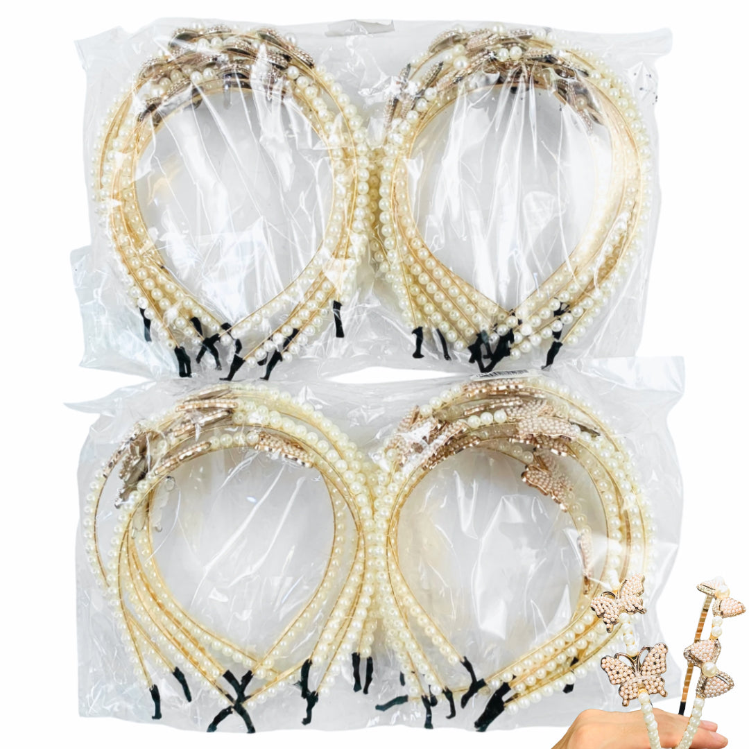 HB-1273 (12 pcs) Pearl 0.8 cm Thick Headbands