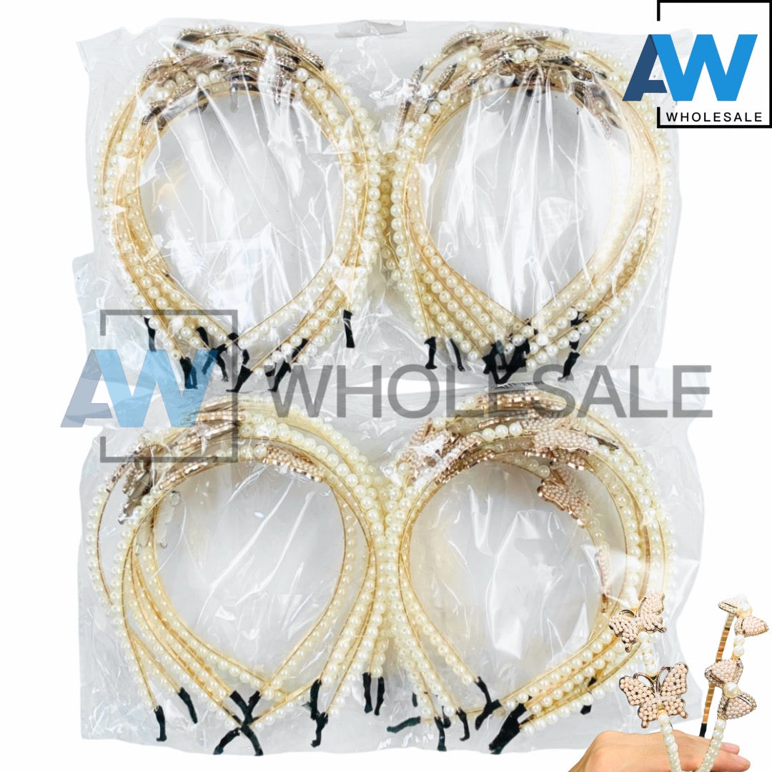 HB-1273 (12 pcs) Pearl 0.8 cm Thick Headbands