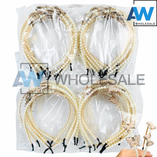 HB-1273 (12 pcs) Pearl 0.8 cm Thick Headbands