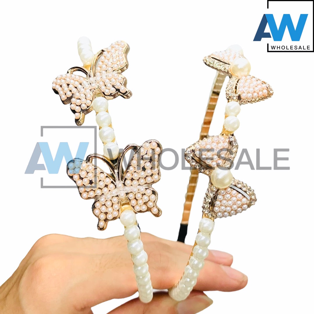 HB-1273 (12 pcs) Pearl 0.8 cm Thick Headbands