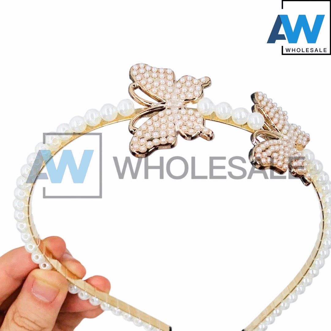 HB-1273 (12 pcs) Pearl 0.8 cm Thick Headbands