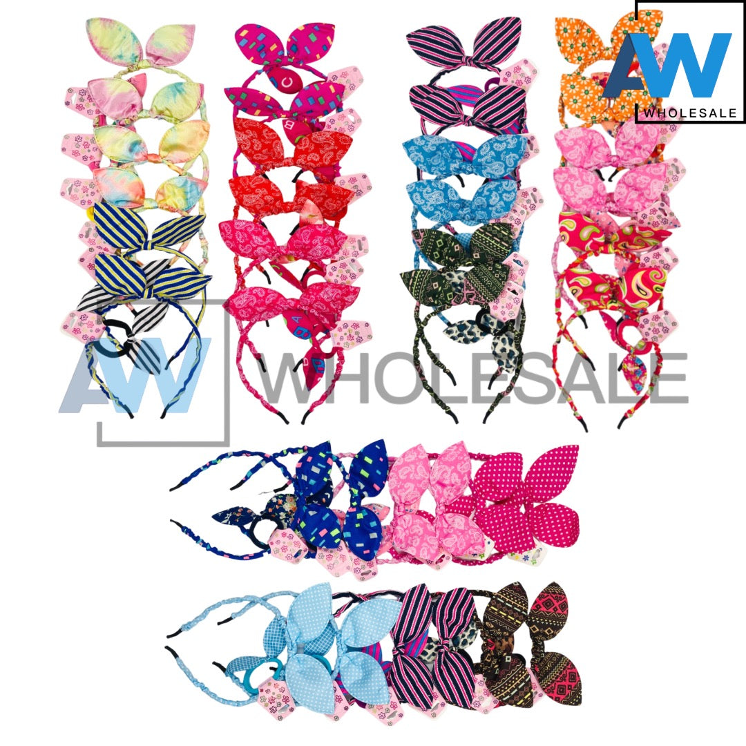 HB-1284 (12 pcs) Big Ribbon Headbands