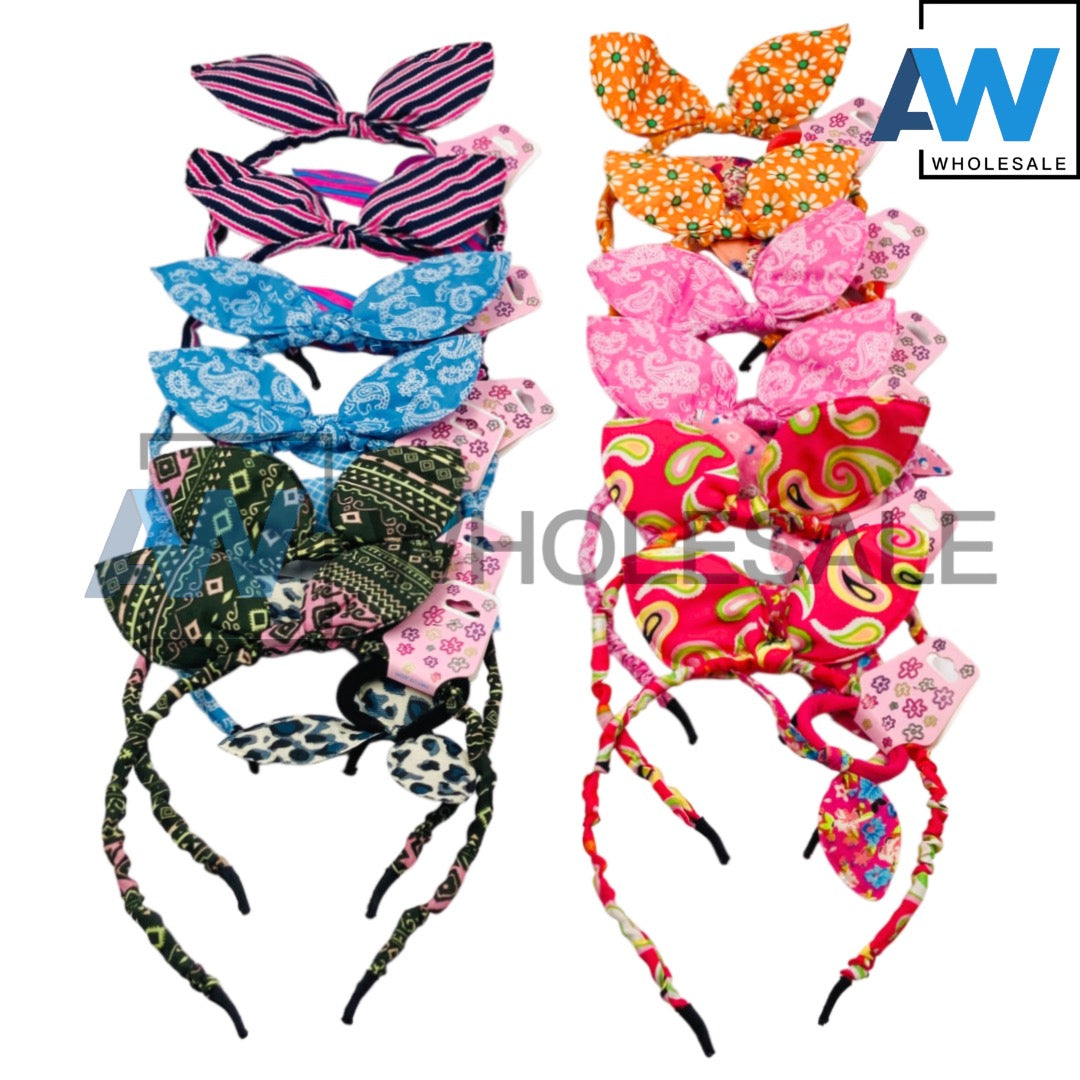 HB-1284 (12 pcs) Big Ribbon Headbands