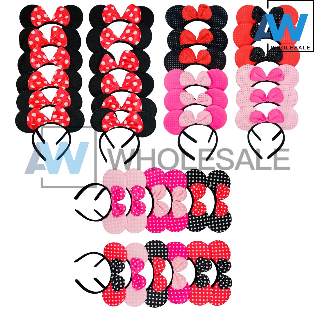 HB-1418 (12 pcs) Minnie Mouse Ribbon Headbands