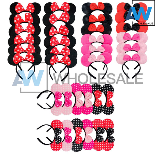 HB-1418 (12 pcs) Minnie Mouse Ribbon Headbands
