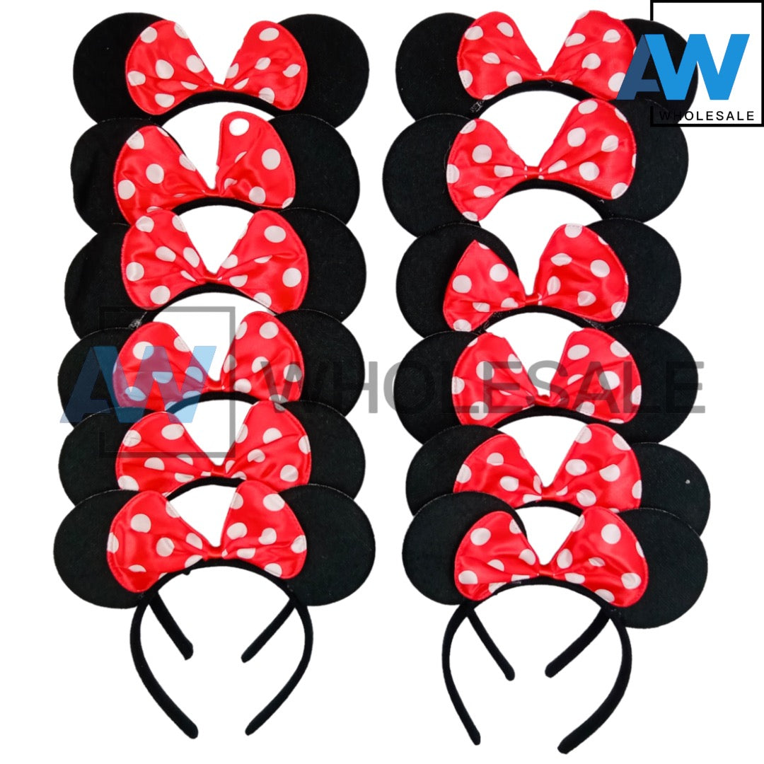 HB-1418 (12 pcs) Minnie Mouse Ribbon Headbands