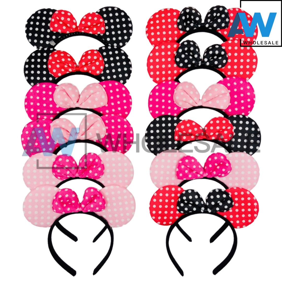 HB-1418 (12 pcs) Minnie Mouse Ribbon Headbands