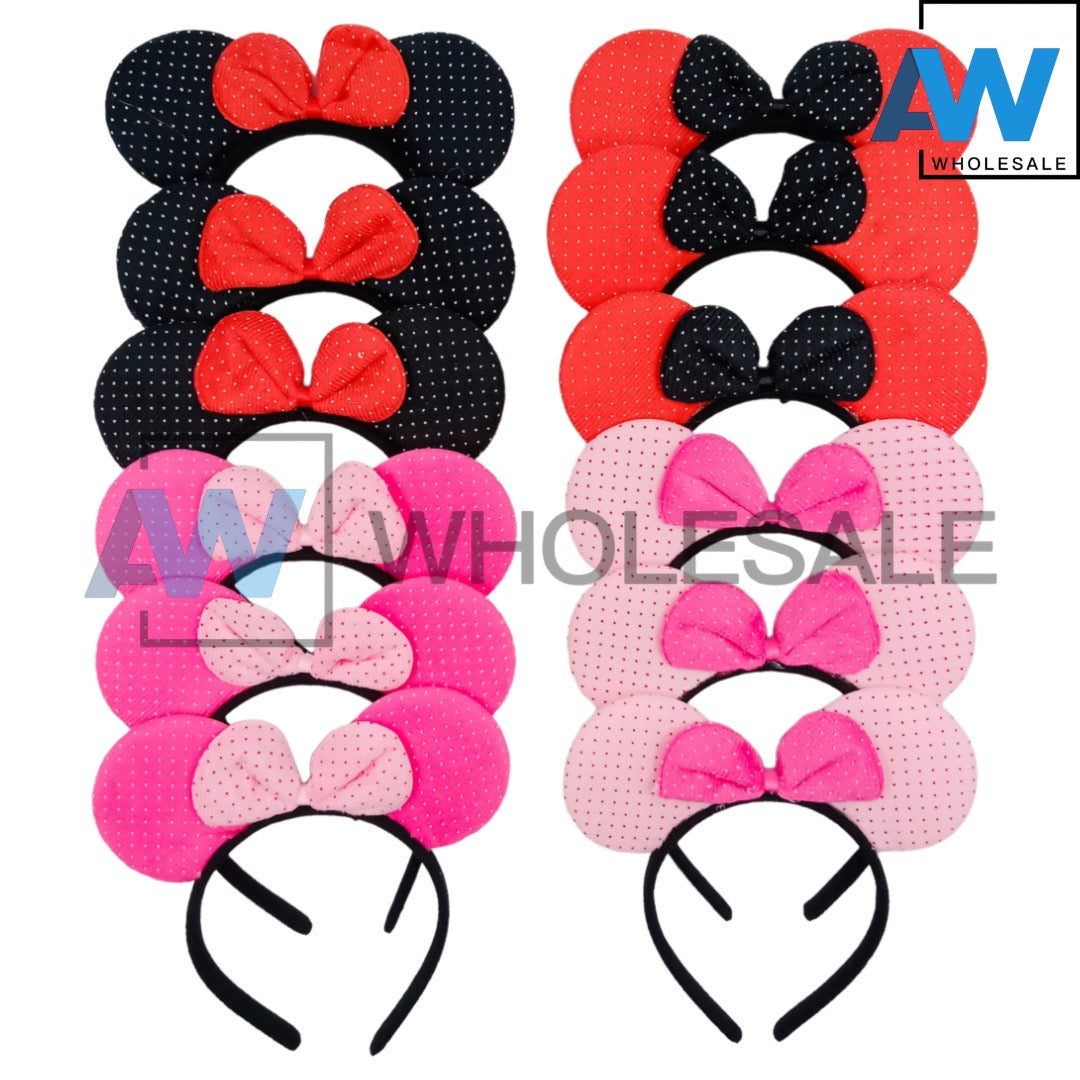 HB-1418 (12 pcs) Minnie Mouse Ribbon Headbands
