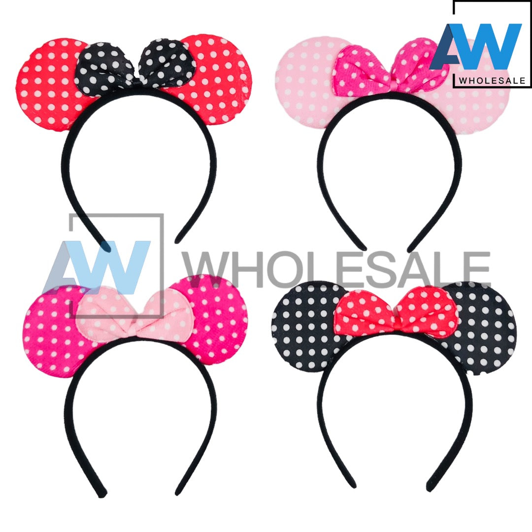 HB-1418 (12 pcs) Minnie Mouse Ribbon Headbands