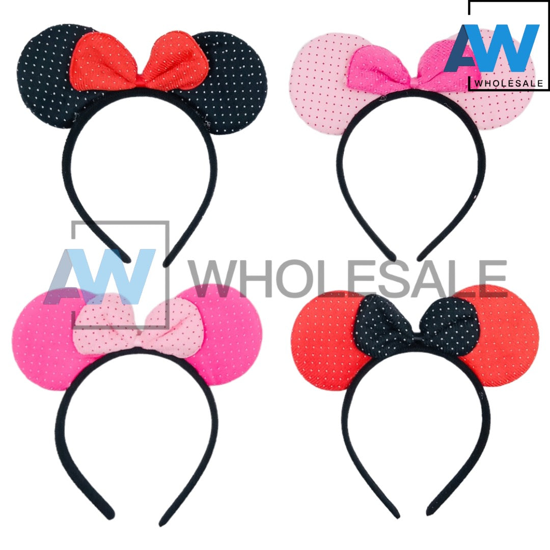 HB-1418 (12 pcs) Minnie Mouse Ribbon Headbands