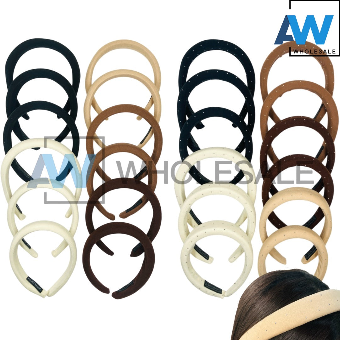 HB-1451 (12 pcs) Plush Fabric Headbands
