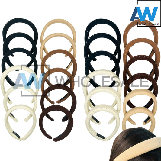 HB-1451 (12 pcs) Plush Fabric Headbands