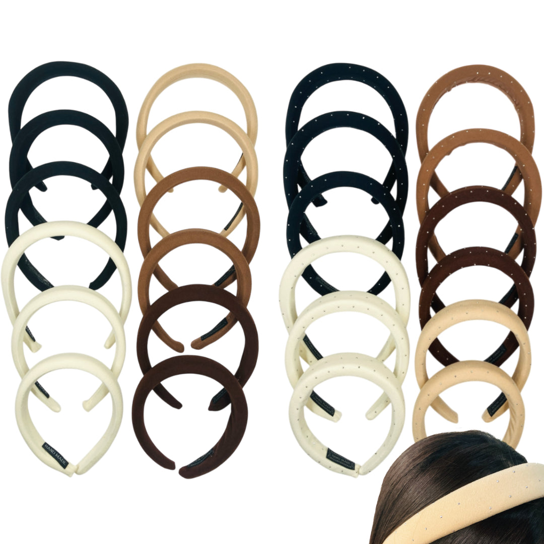 HB-1451 (12 pcs) Plush Fabric Headbands
