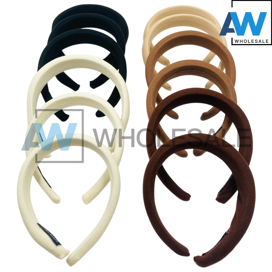HB-1451 (12 pcs) Plush Fabric Headbands