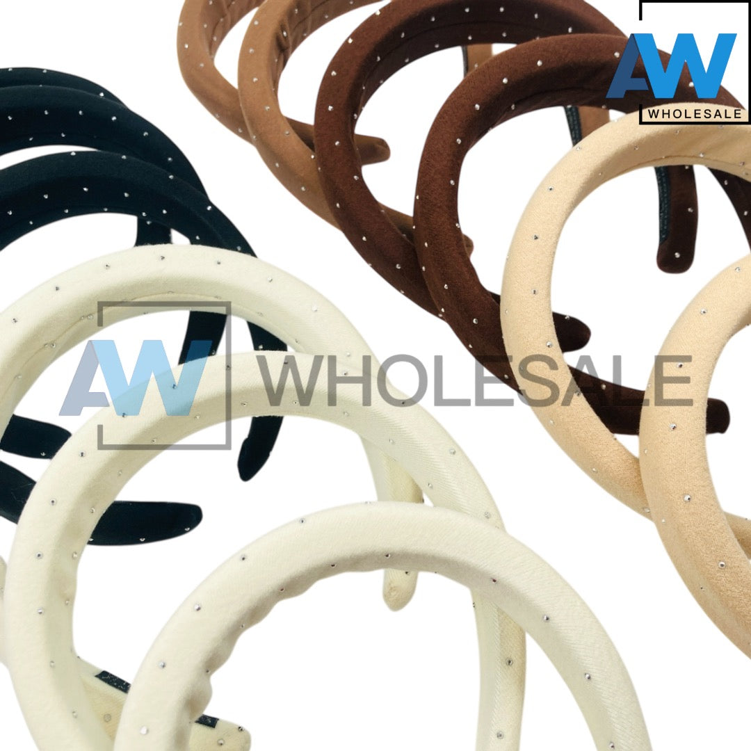 HB-1451 (12 pcs) Plush Fabric Headbands