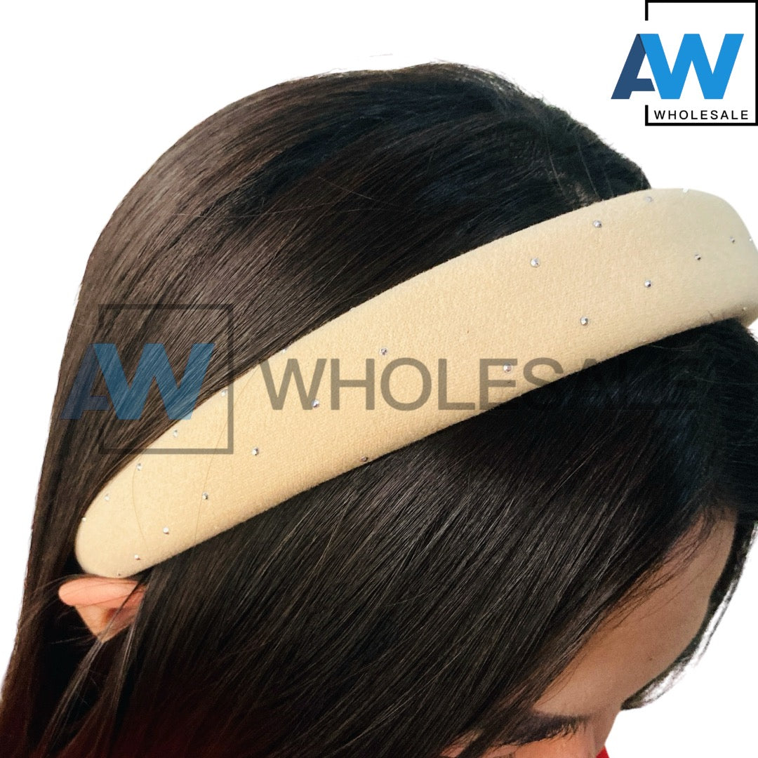 HB-1451 (12 pcs) Plush Fabric Headbands