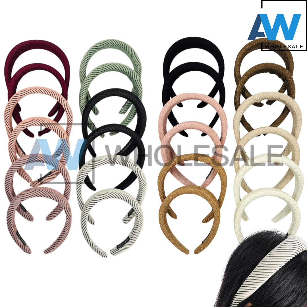 HB-1452 (12 pcs) 3 cm Thick Fabric Headbands