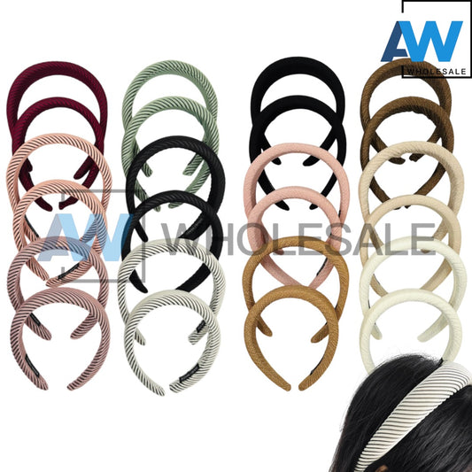 HB-1452 (12 pcs) 3 cm Thick Fabric Headbands