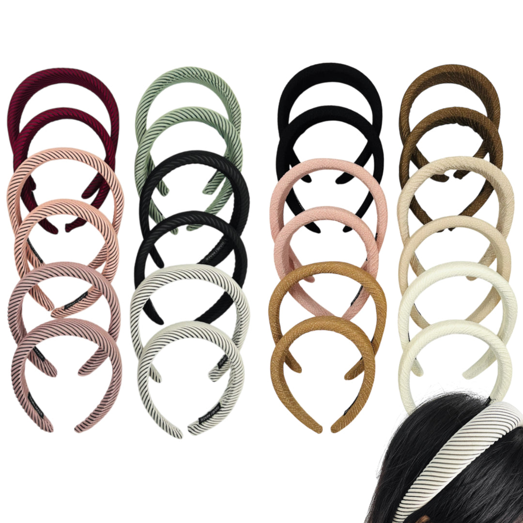 HB-1452 (12 pcs) 3 cm Thick Fabric Headbands