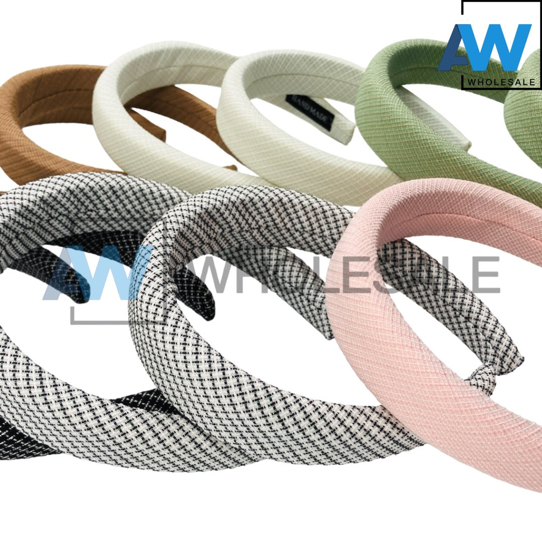 HB-1452 (12 pcs) 3 cm Thick Fabric Headbands