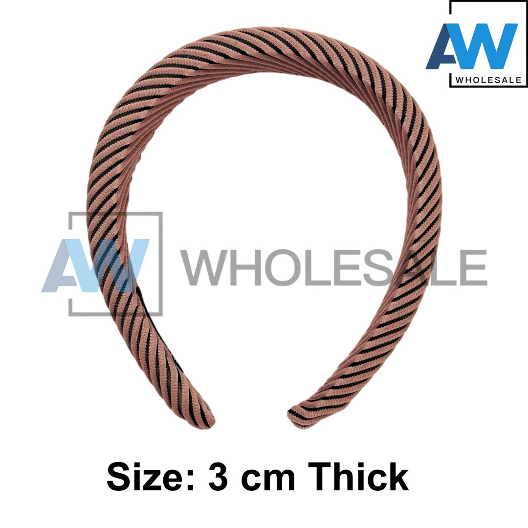 HB-1452 (12 pcs) 3 cm Thick Fabric Headbands