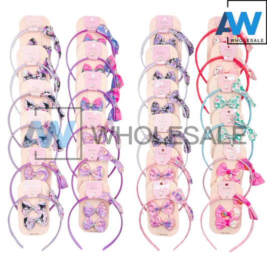 HB-1483 (12 cards) 3 in 1 Set Fabric Headbands
