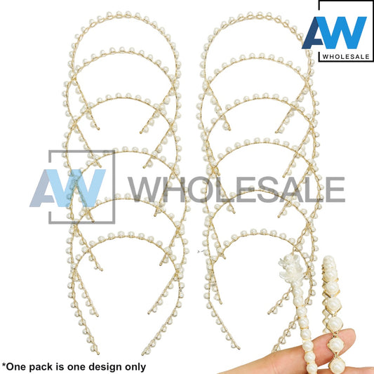 HB-1508 (12 pcs) Pearl 1-2 cm Thick Headbands