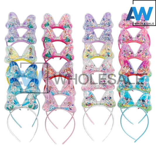 HB-1534 (12 pcs) Character Transparent Glitter Headbands