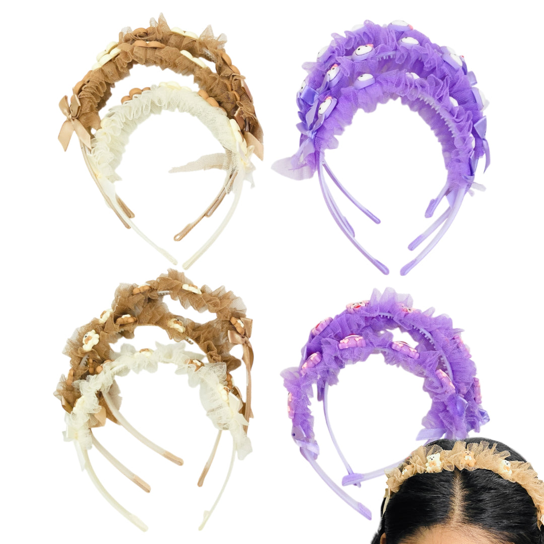 HB-1561 (12 pcs) Cute Character Lace Headbands