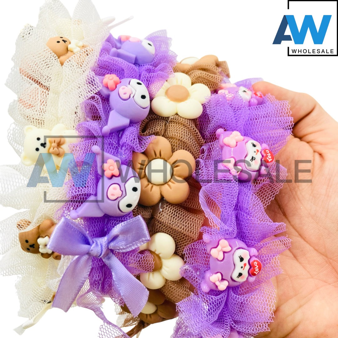 HB-1561 (12 pcs) Cute Character Lace Headbands