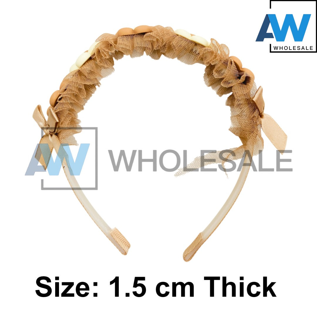 HB-1561 (12 pcs) Cute Character Lace Headbands