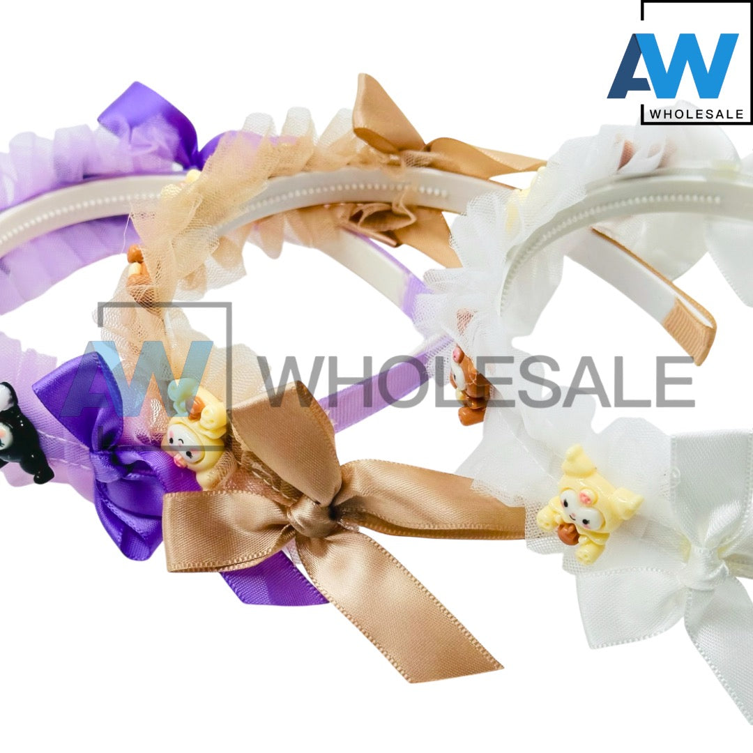 HB-1561 (12 pcs) Cute Character Lace Headbands