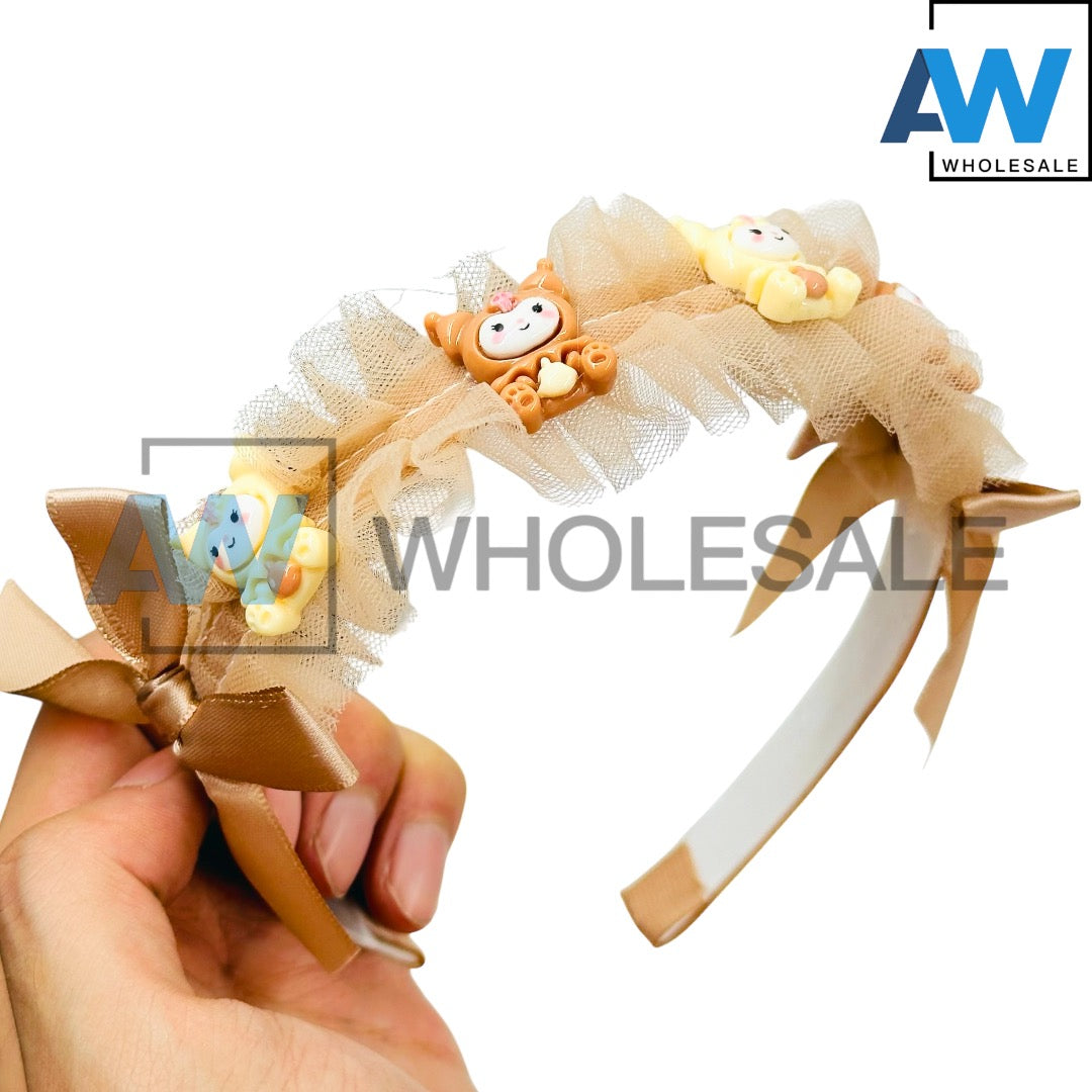 HB-1561 (12 pcs) Cute Character Lace Headbands