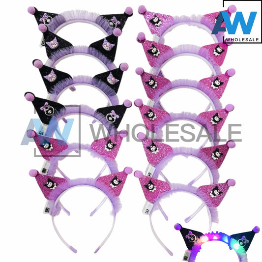 HB-1569 (12 pcs) K Character LED Ribbon Headbands